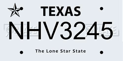 NHV3245 Texas License Plate