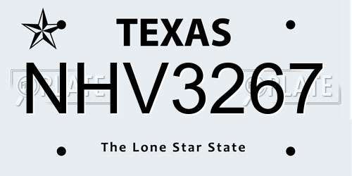 NHV3267 Texas License Plate