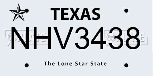 NHV3438 Texas License Plate