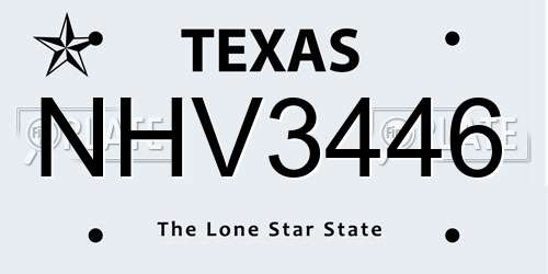 NHV3446 Texas License Plate