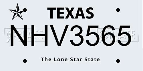 NHV3565 Texas License Plate