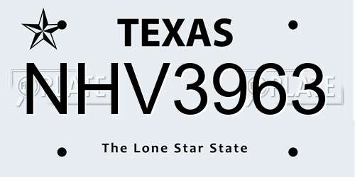 NHV3963 Texas License Plate