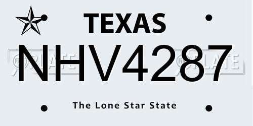 NHV4287 Texas License Plate