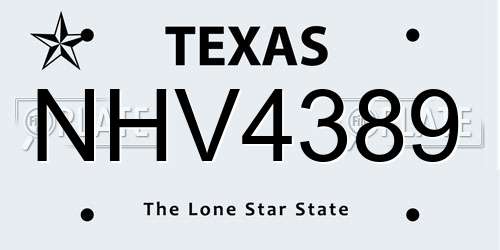 NHV4389 Texas License Plate