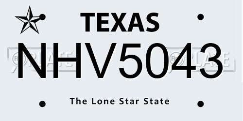 NHV5043 Texas License Plate