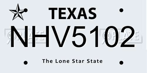 NHV5102 Texas License Plate