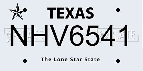 NHV6541 Texas License Plate