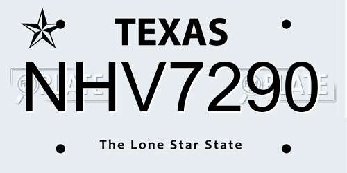 NHV7290 Texas License Plate