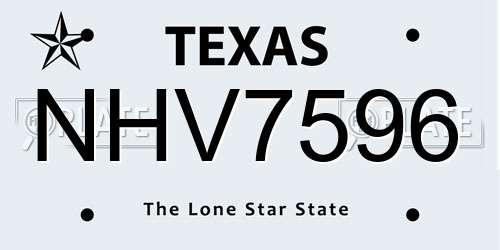NHV7596 Texas License Plate