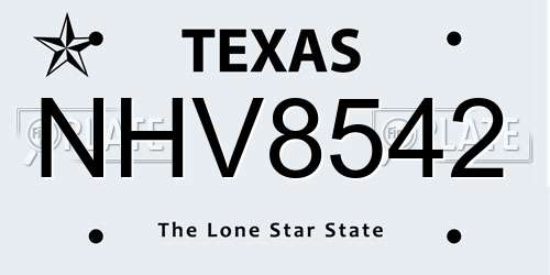 NHV8542 Texas License Plate