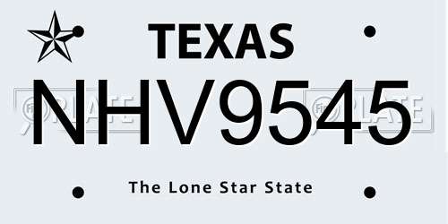 NHV9545 Texas License Plate