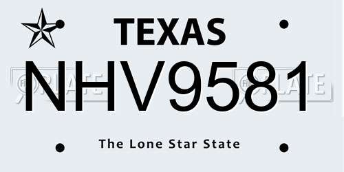 NHV9581 Texas License Plate