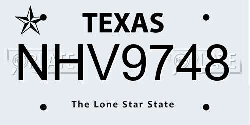 NHV9748 Texas License Plate