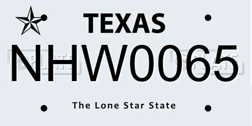 NHW0065 Texas License Plate