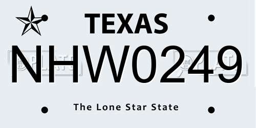 NHW0249 Texas License Plate