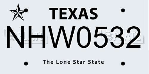 NHW0532 Texas License Plate