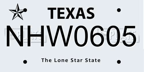 NHW0605 Texas License Plate