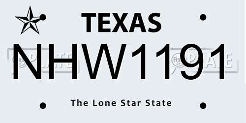 NHW1191 Texas License Plate