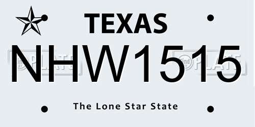 NHW1515 Texas License Plate