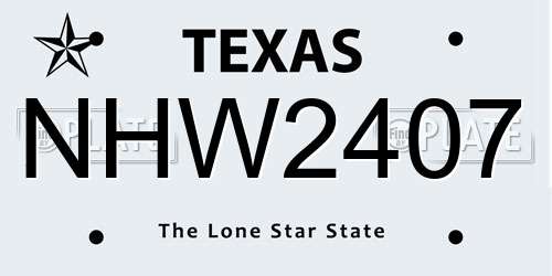 NHW2407 Texas License Plate