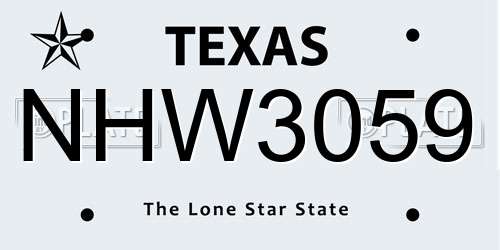 NHW3059 Texas License Plate