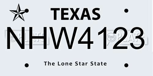 NHW4123 Texas License Plate