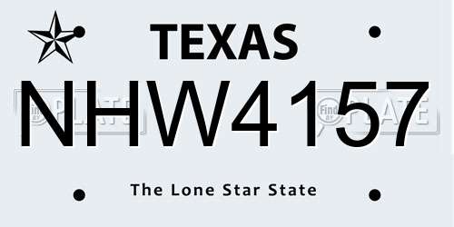 NHW4157 Texas License Plate