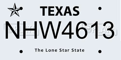 NHW4613 Texas License Plate