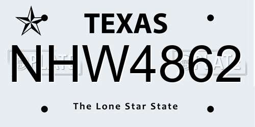 NHW4862 Texas License Plate