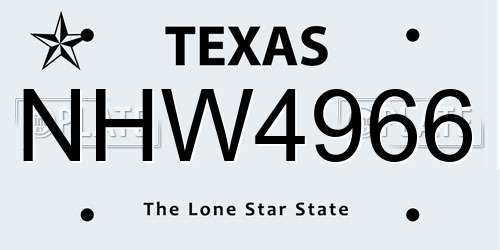 NHW4966 Texas License Plate