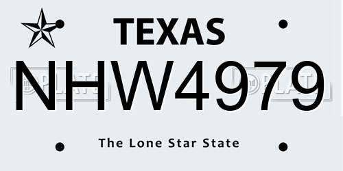 NHW4979 Texas License Plate