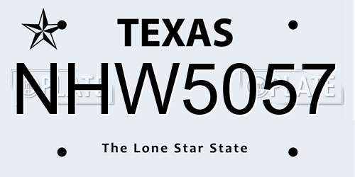 NHW5057 Texas License Plate