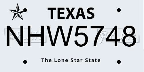NHW5748 Texas License Plate