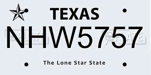 NHW5757 Texas License Plate