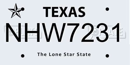 NHW7231 Texas License Plate