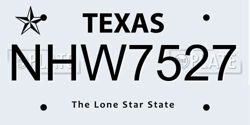 NHW7527 Texas License Plate