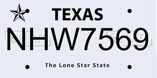 NHW7569 Texas License Plate