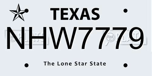 NHW7779 Texas License Plate