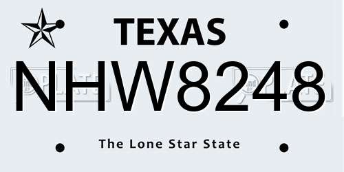 NHW8248 Texas License Plate