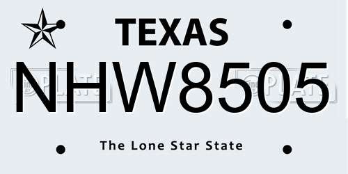 NHW8505 Texas License Plate