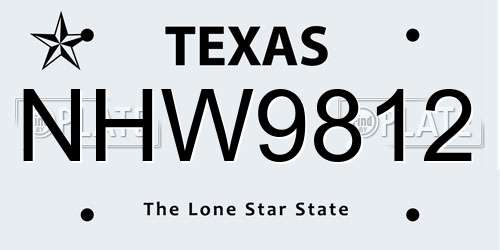 NHW9812 Texas License Plate