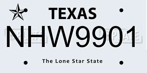 NHW9901 Texas License Plate
