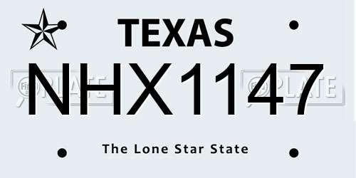 NHX1147 Texas License Plate