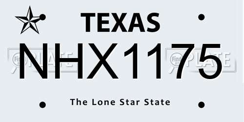 NHX1175 Texas License Plate