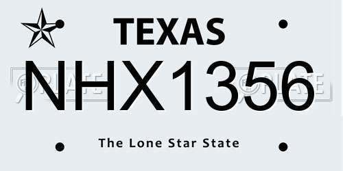NHX1356 Texas License Plate