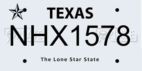 NHX1578 Texas License Plate