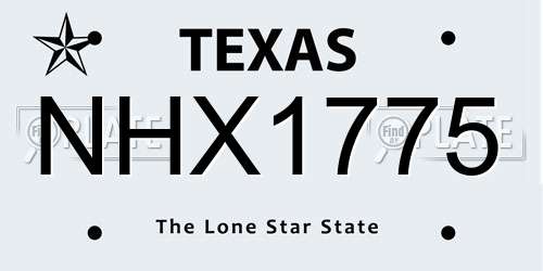 NHX1775 Texas License Plate