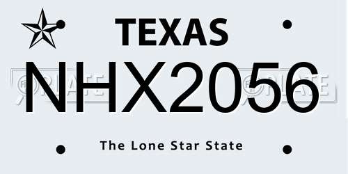 NHX2056 Texas License Plate