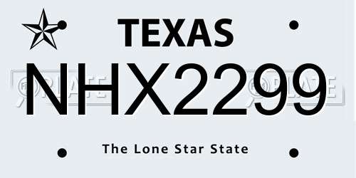 NHX2299 Texas License Plate