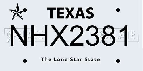 NHX2381 Texas License Plate